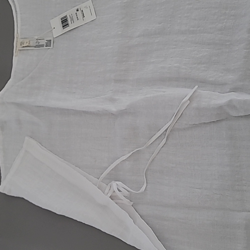 Eileen Fisher Women's White Poncho With Tie S/M - Picture 7 of 8